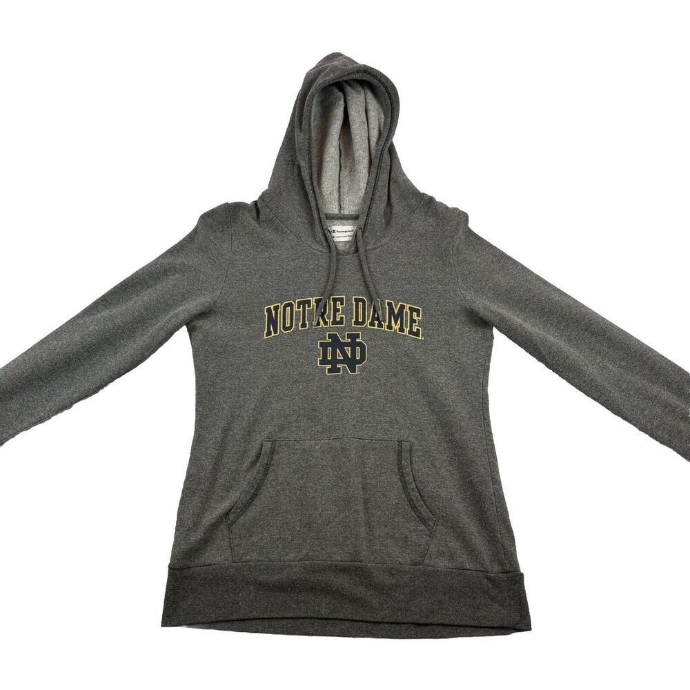 Notre Dame Fighting Irish Hoodie Womens Medium Gray Champion Long Sleeve